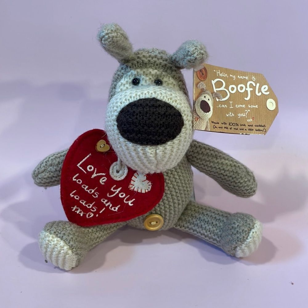 Boofle The Dog Love You Loads & Loads 5" Sitting Knit Plush NWT Excellent con…